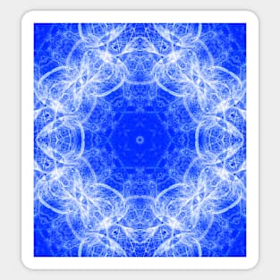 Fractal lace mandala in blue and white Sticker